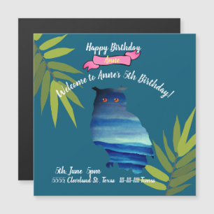 Owl Birthday Magnetic Invitation