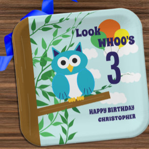 Owl Birthday Paper Plates