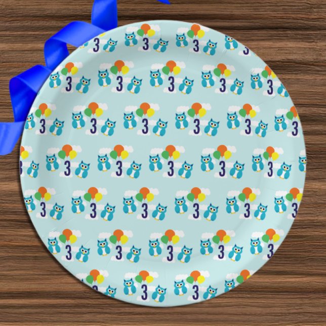Owl Birthday Paper Plates (Creator Uploaded)