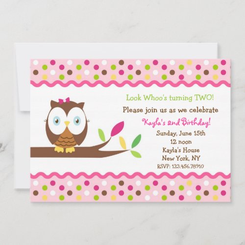 Owl Birthday Party Baby Shower Invitations