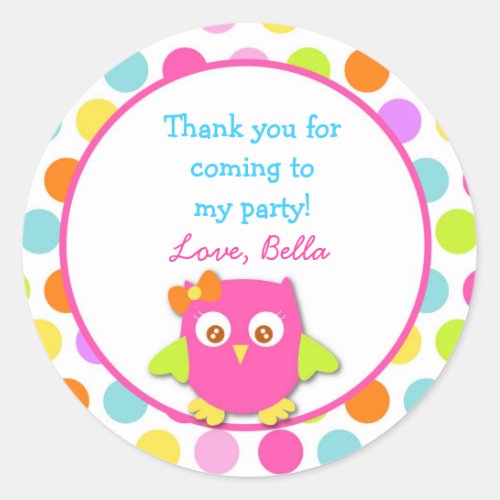 Owl Birthday Party Favor Stickers