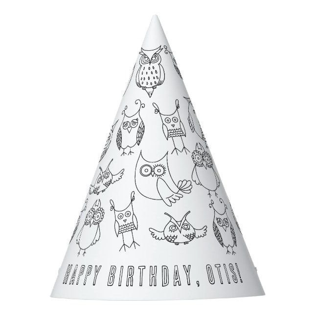 Owl Birthday Party Hat (Front)