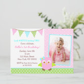 Owl Birthday Party Invitation (Standing Front)