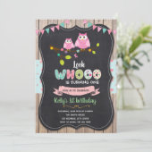 Owl birthday party invitation (Standing Front)
