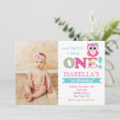 Owl Birthday Party Invitations for Girl (Standing Front)