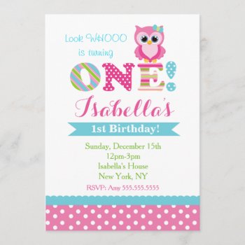 Owl Birthday Party Invitations For Girl by Petit_Prints at Zazzle