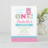 Owl Birthday Party Invitations for Girl (Standing Front)