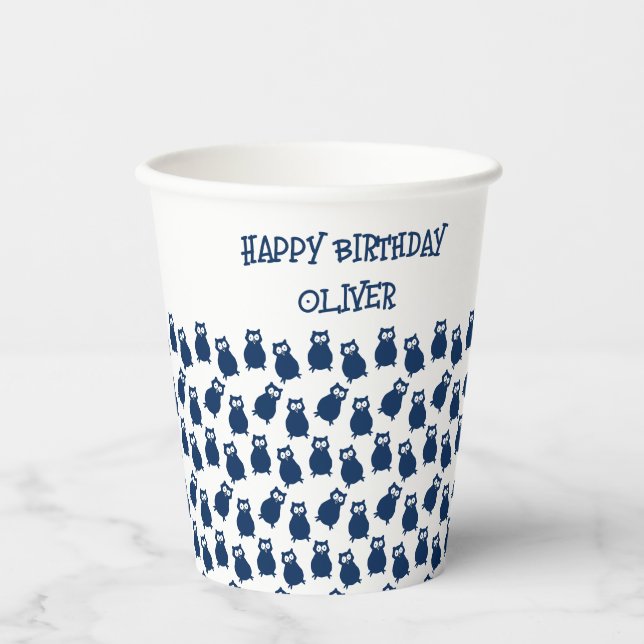 Owl Birthday Party  Paper Cups (Front)