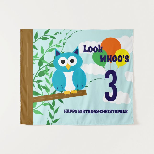 Owl Birthday Tapestry (Front (Horizontal))