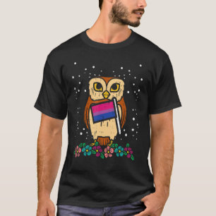 Owl Bisexual Flag Flowers Cute Bi Pride Lgbtq Anim T-Shirt