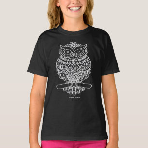 Owl (black) - Girl's Basic T-Shirt