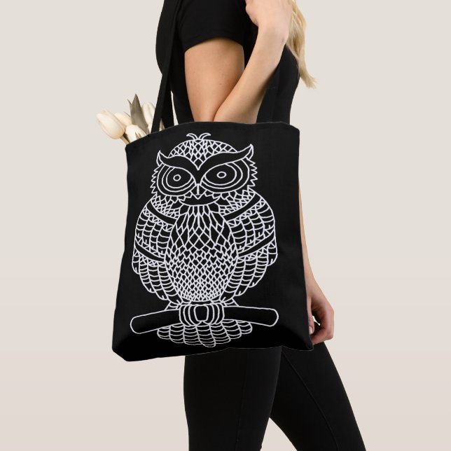 Owl (black) - Tote (Close Up)
