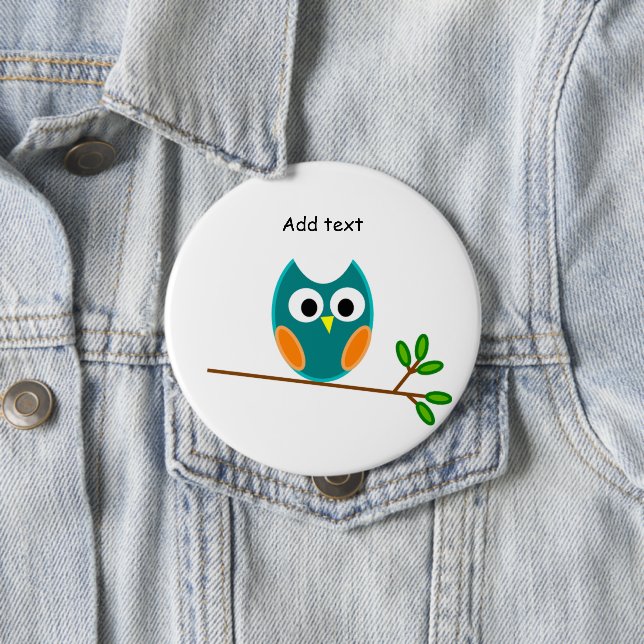 Owl: Blue and Gold Owl Template Button (In Situ)