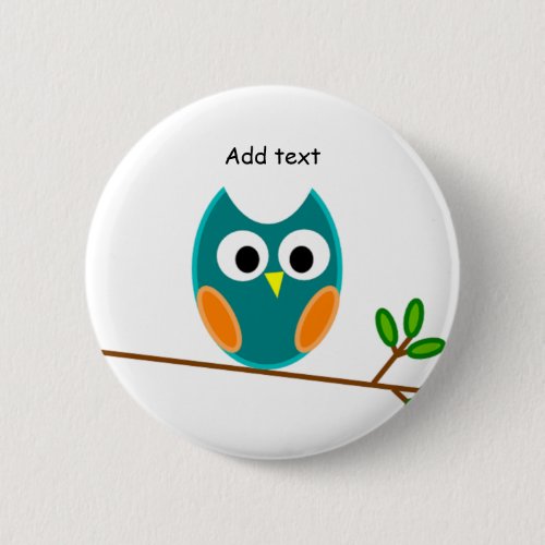 Owl Blue and Gold Owl Template Button