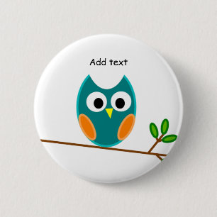 Owl: Blue and Gold Owl Template Button