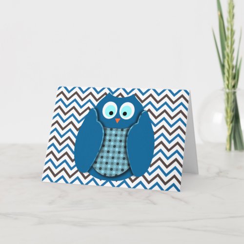 Owl _ Blue with Polka Dots Holiday Card