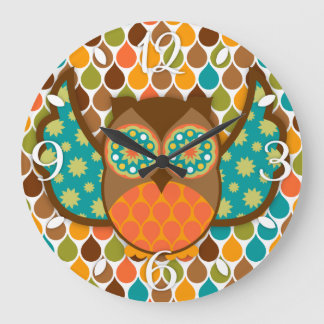 Owl Boheme Brown & Teal Clock