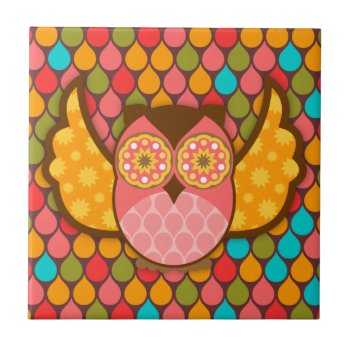 Owl Boheme Pink Tile by creativetaylor at Zazzle