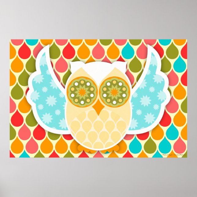 Owl Boheme White Owl Art Poster (Front)