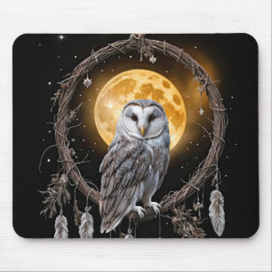 Owl Boho Dreamcatcher with Moon Mystical Mouse Pad