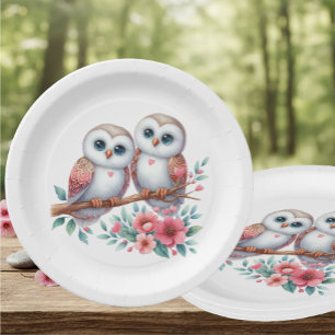 Owl Boho Rustic Country Woodland Wedding Paper Plates