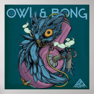 Owl & Bong (Blue) POSTER
