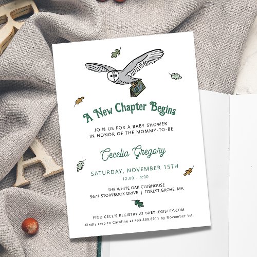 Owl Book Themed Autumn Baby Shower Invitation