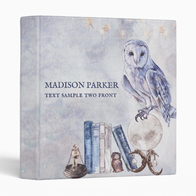 Owl & Books  3 Ring Binder (Front/Spine)