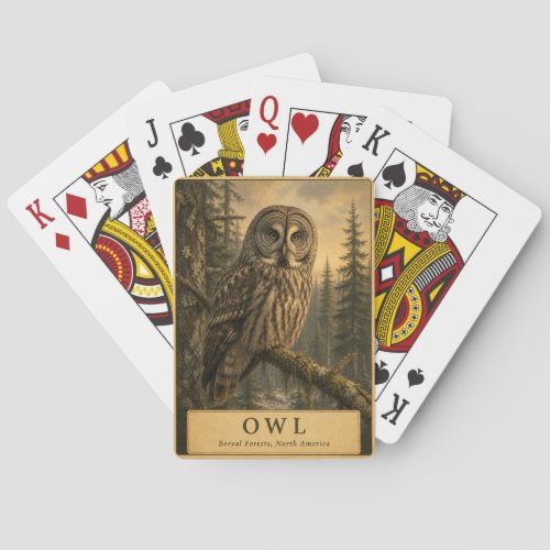 Owl Boreal Forest VINTAGE Poker Cards