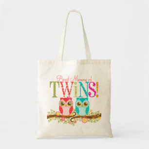 Owl Boy and Girl Twins - Proud Mommy Custom Tote Bag