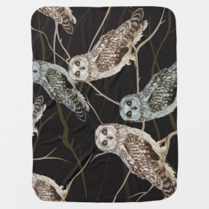 Owl Branch: Solitary Bird Perch. Baby Blanket