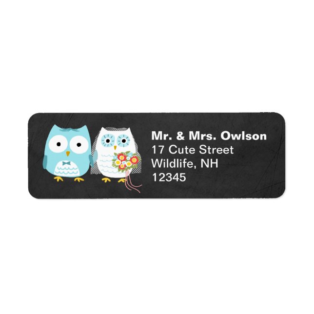 Owl Bride and Groom Cute Wedding Couple Newlywed Label (Front)
