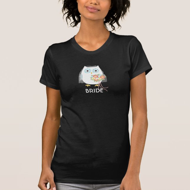 Owl Bride Cute Mrs Newlywed Wife Custom T-Shirt (Front)