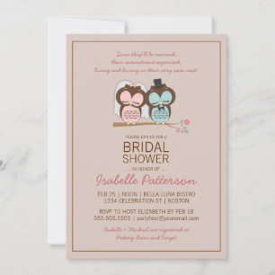 Owl Bride & Groom Sweet Bridal Shower Invitation