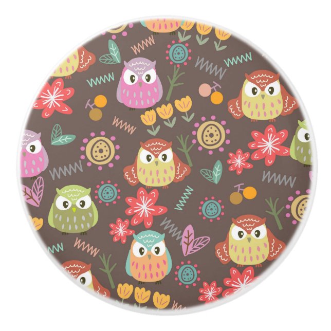 Owl Brown Ceramic Knob (Front)