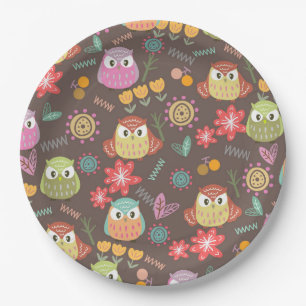 Owl Brown Paper Plates