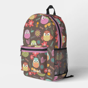 Owl Brown Printed Backpack