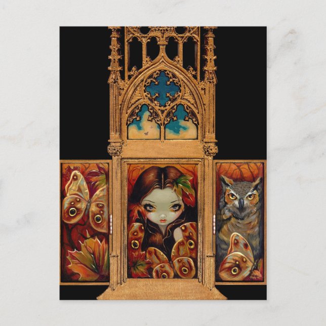 "Owl Butterfly Triptych" Postcard (Front)