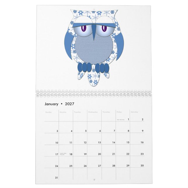 Owl Calendar (Jan 2027)