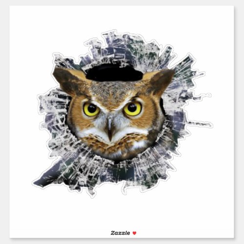Owl car sticker Horned owl car Angry owl sticker