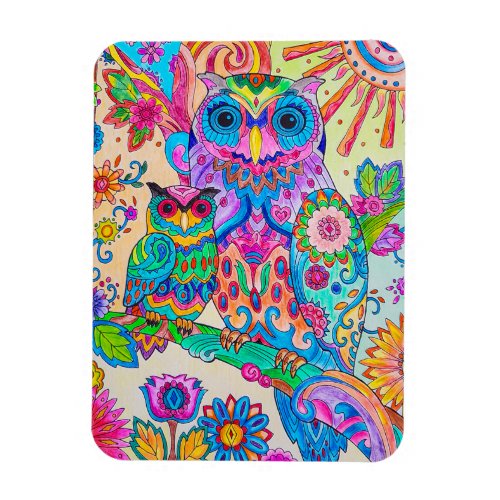 Owl Cartoon Bird Cute Animal Doodle Sketch Art Magnet