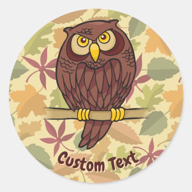 Owl Cartoon Classic Round Sticker (Front)