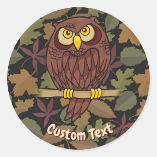 Owl Cartoon Classic Round Sticker