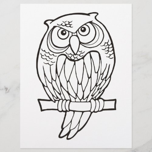 Owl Cartoon Coloring Book Page