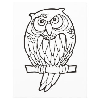 Owl Cartoon Coloring Book Page