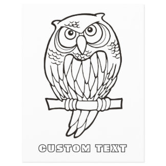 Owl Cartoon Coloring Book Page