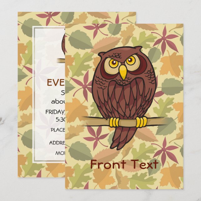 Owl Cartoon Invitation (Front/Back)