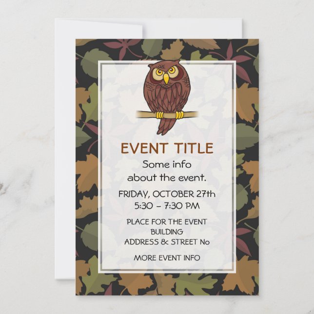 Owl Cartoon Invitation (Back)