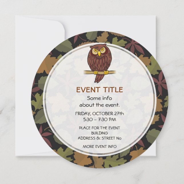 Owl Cartoon Invitation (Back)