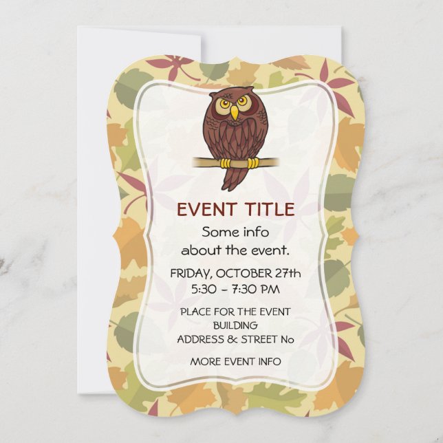 Owl Cartoon Invitation (Back)